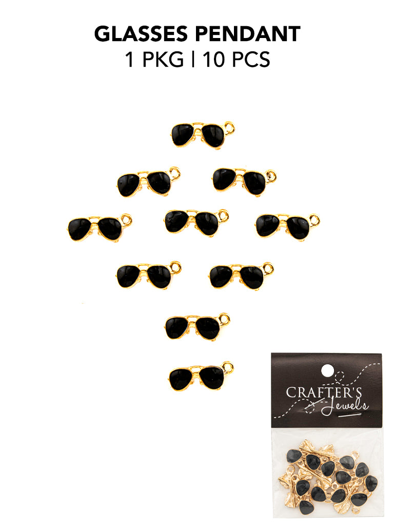 Sunglasses Pendants, Black and Gold, 10 Pieces