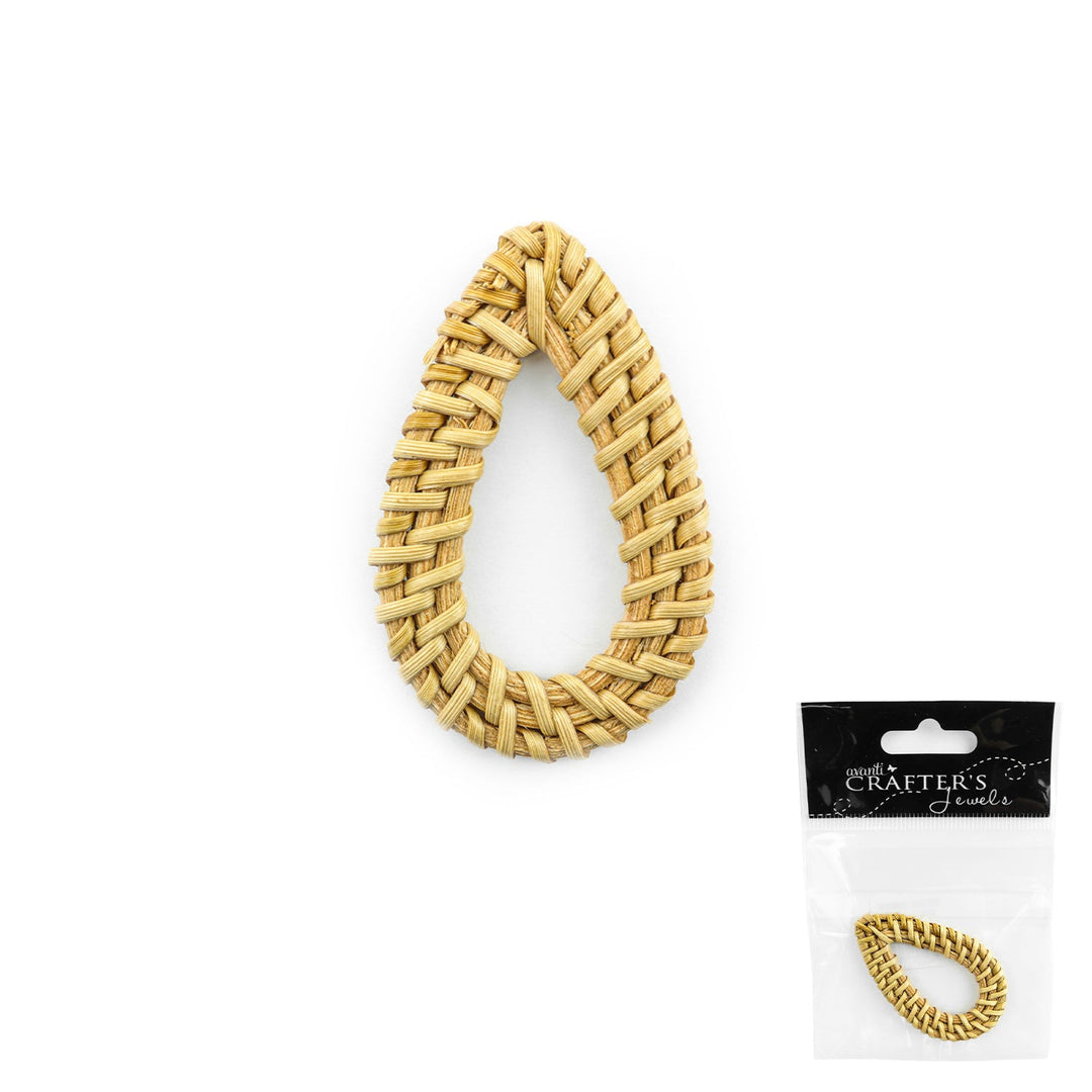 Rattan Linking Ring, Teardrop Shape, 1 Piece, 12-Pack