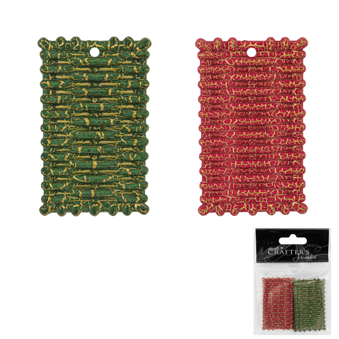 Rattan Acrylic Imitation, Green and Red, 2 Pieces