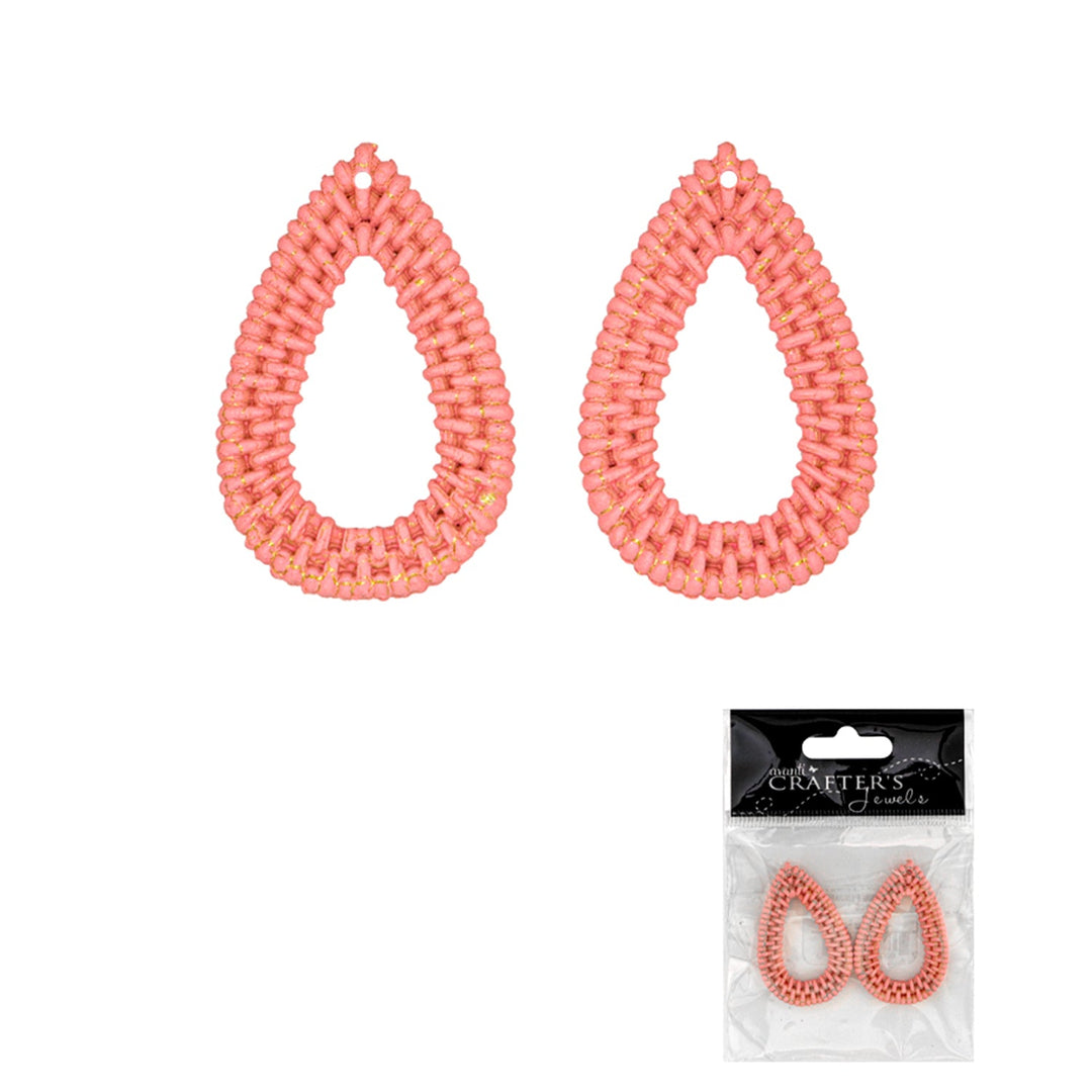 Rattan Resin Imitation Pendant, Color Variety, 2 Pieces