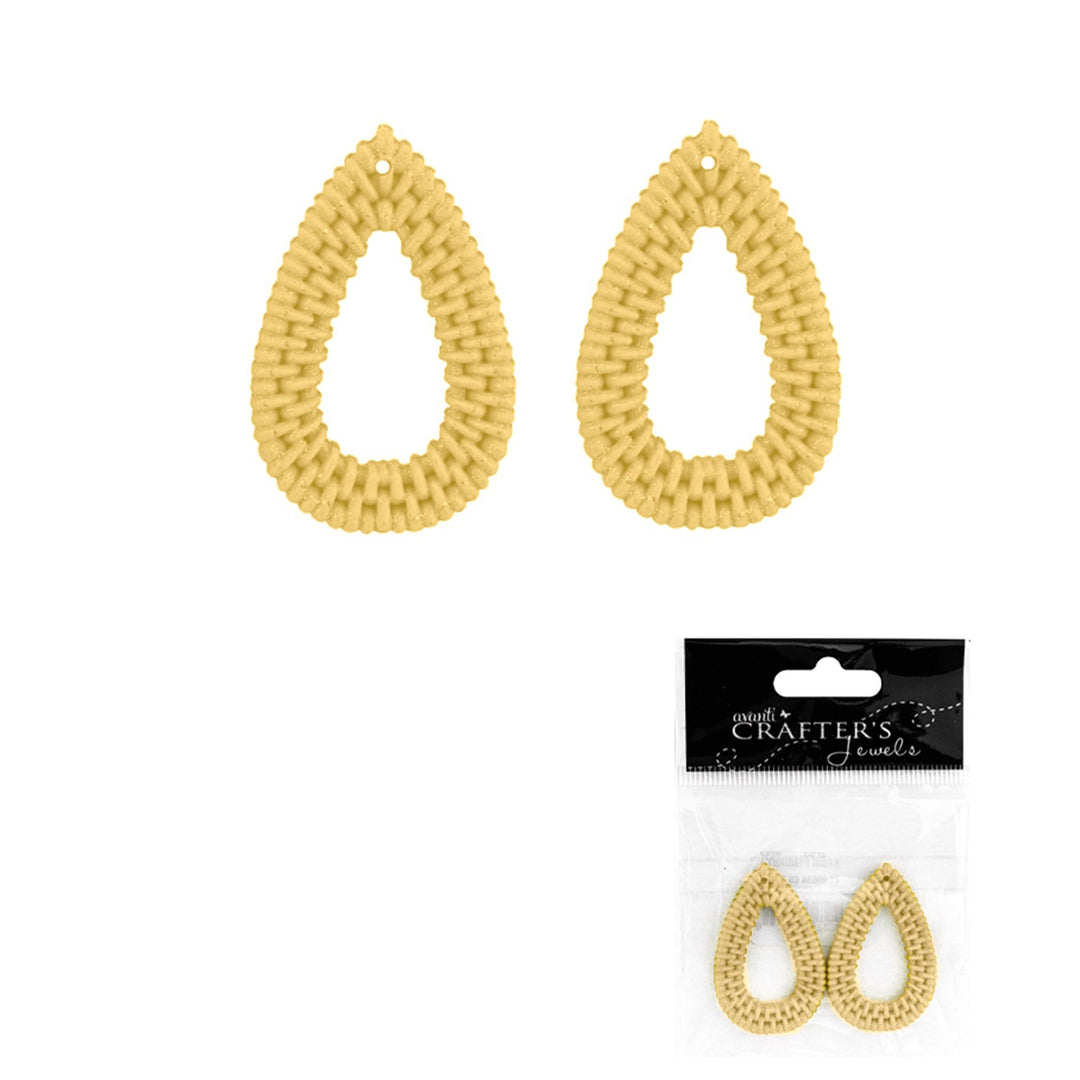 Rattan Resin Imitation Pendant, Color Variety, 2 Pieces