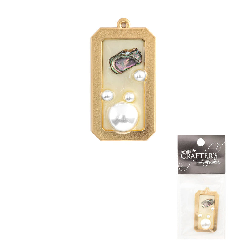 Epoxy Resin Pendant, Gold & White Colors, 1 Piece, 12-Pack