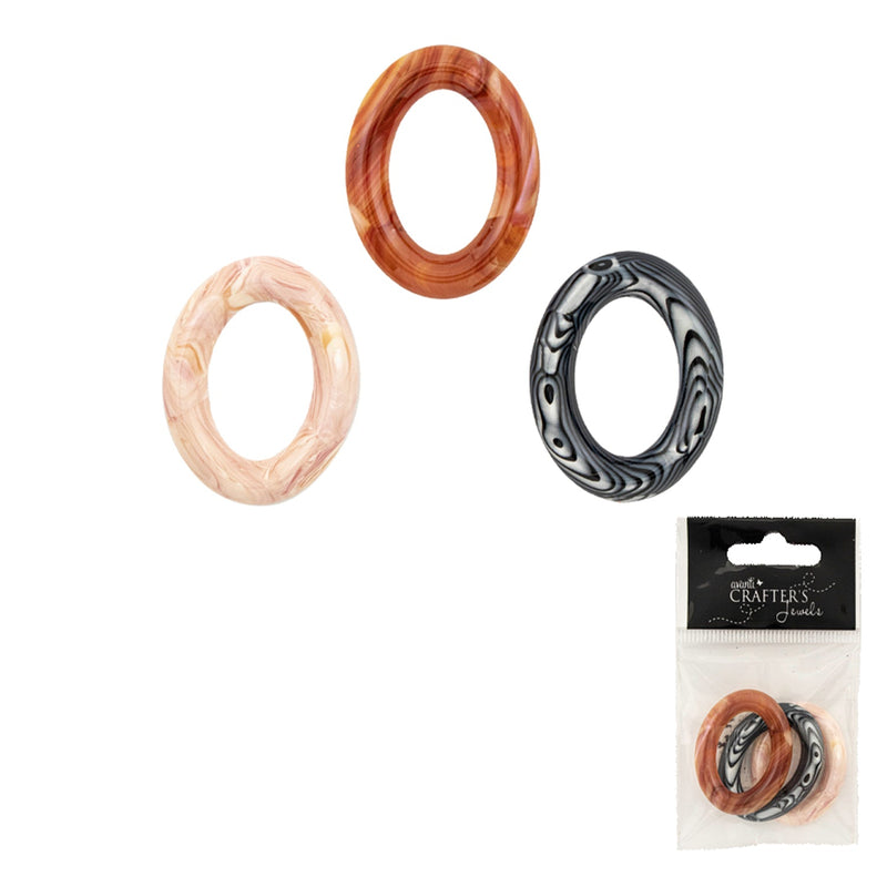Resin Linking Rings, Assorted Colors, 3 Pieces