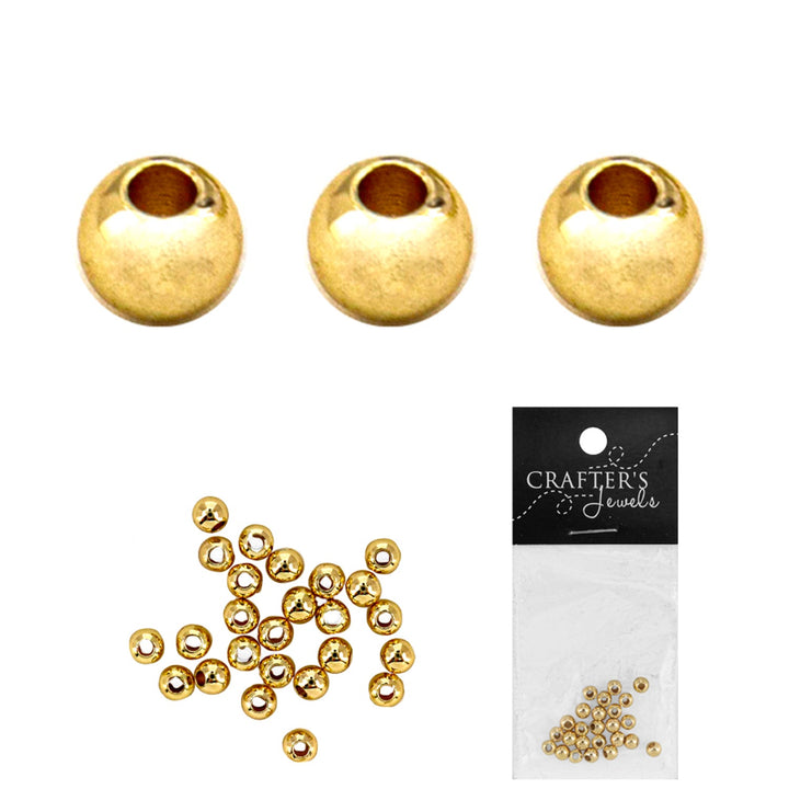 Brass Beads, Gold and Silver Colors, 4mm, 25 Pieces, 12-Pack