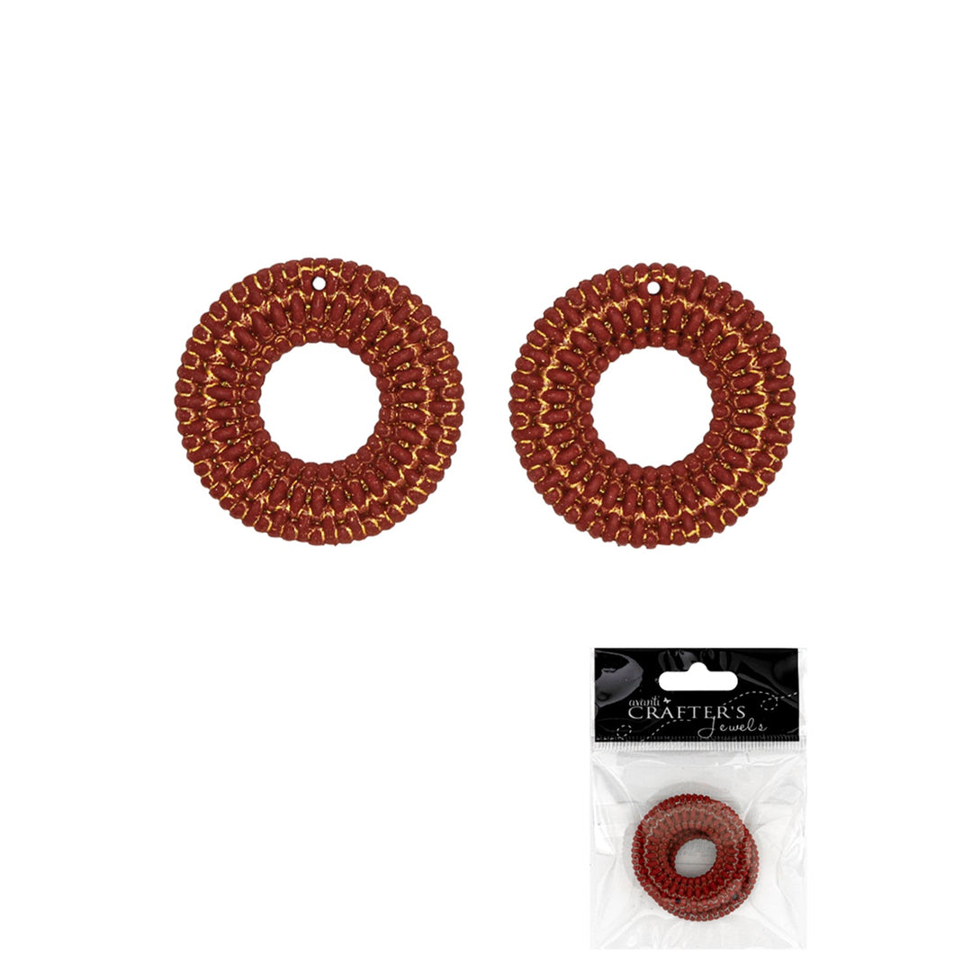 Rattan Resin Imitation Pendant, Various Colors, 2 Pieces