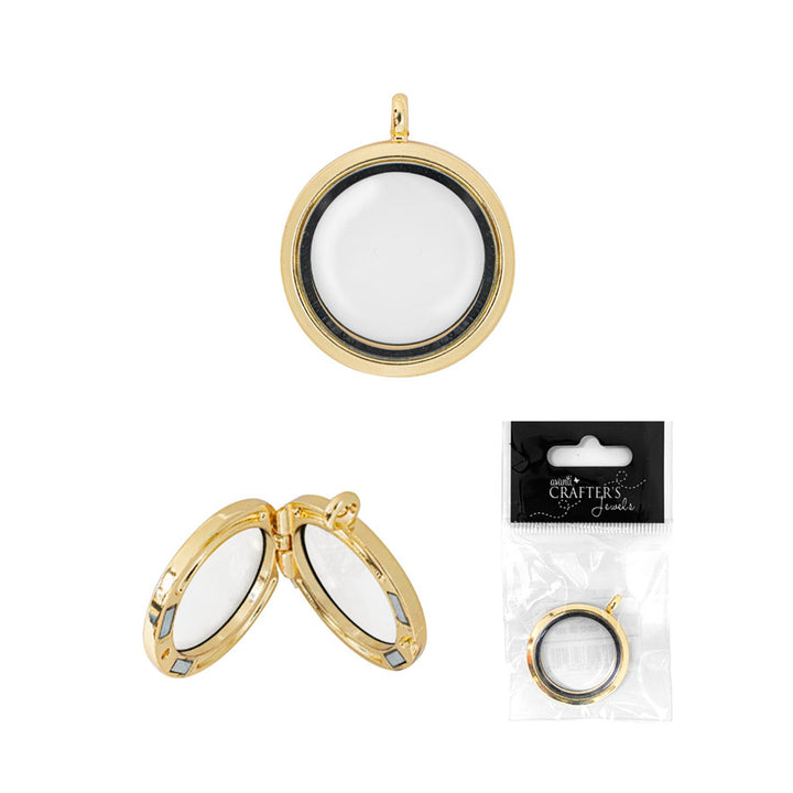 Locket Pendant for Photo with Magnetic Closing, Gold & Silver, 12 packs of 1 Piece