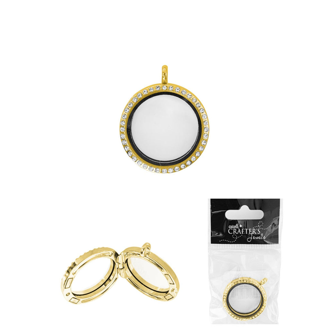 Rhodium Locket Pendant for Photo, Gold and Silver Color, 12 packs of 1 Piece