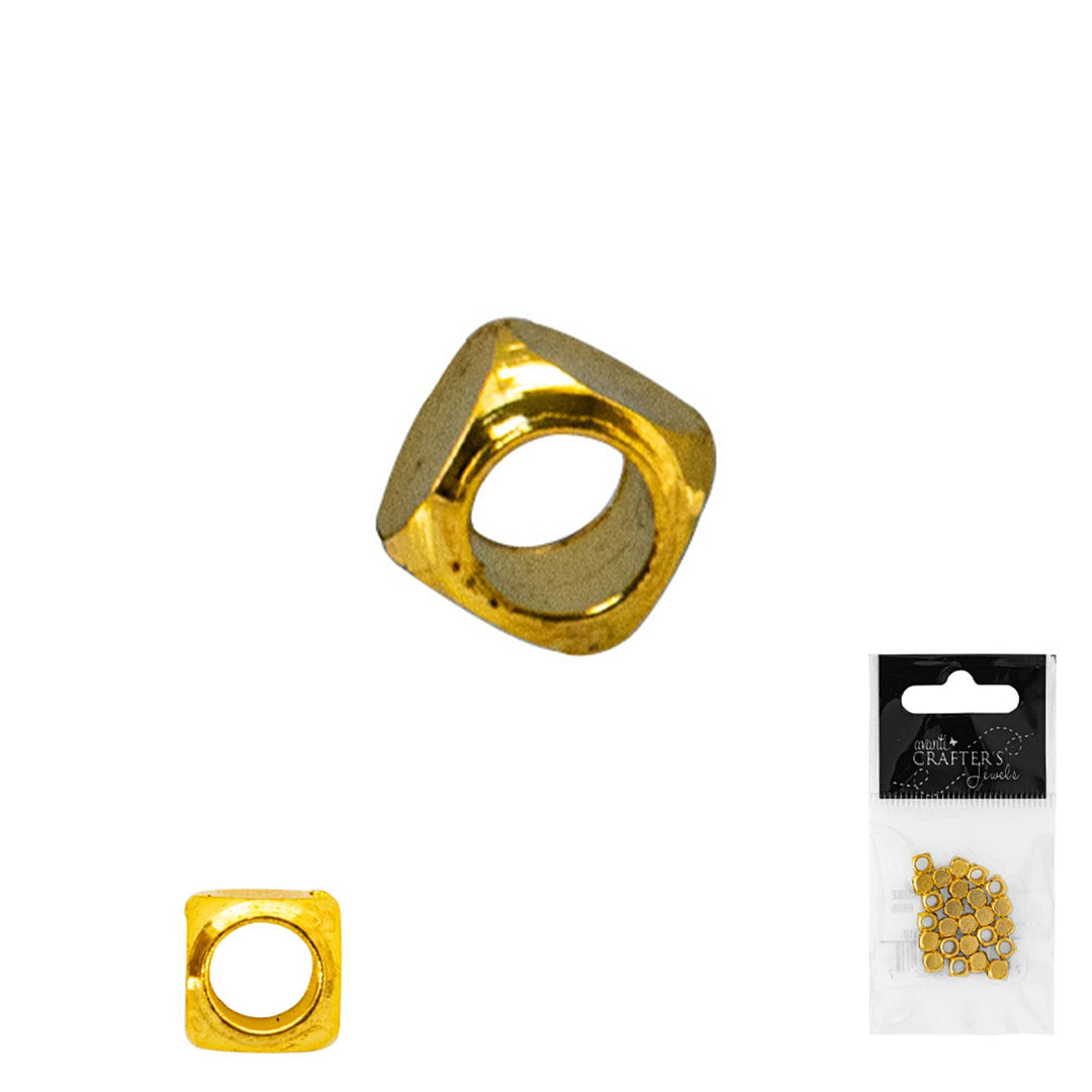 Brass Bead Cubes, 2mm hole, 25 Pieces