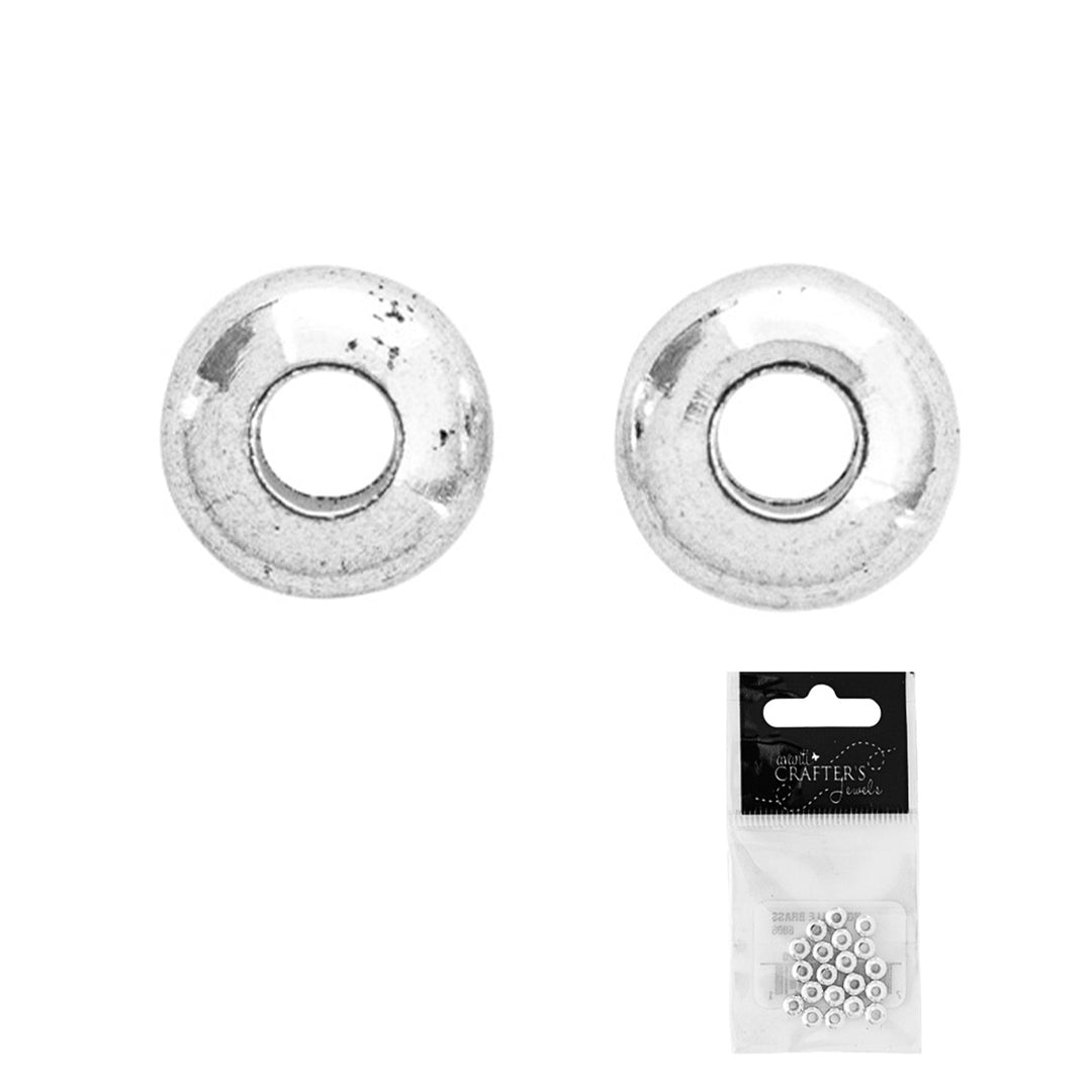 Brass Beads, 1.8mm Hole, Silver, 12 Packs of 20 Pieces