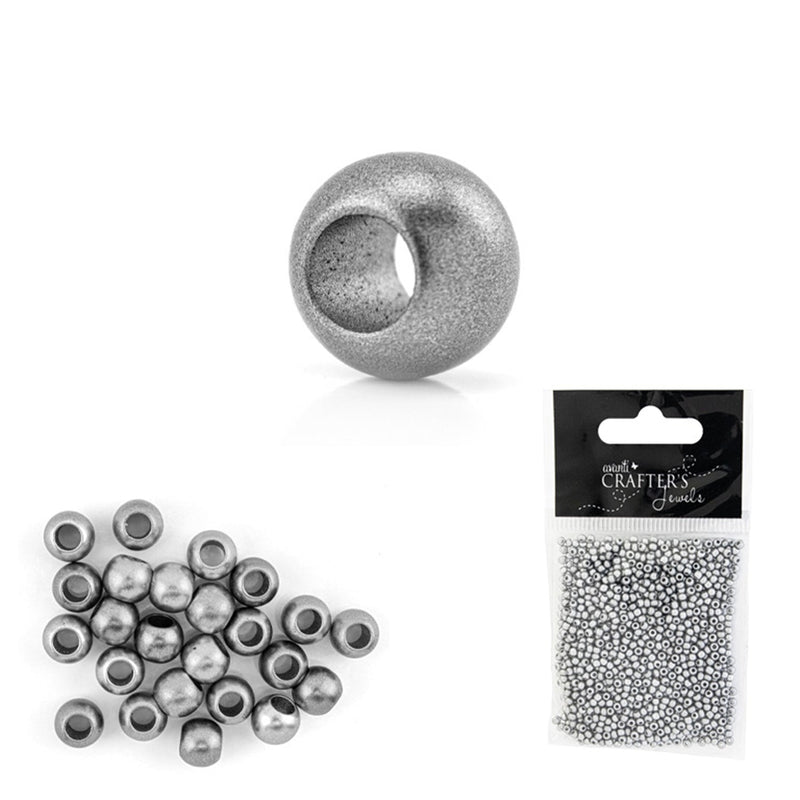 Glass Seed Beads, 2 x 1 mm, Silver Color, 22g each, 12-Pack