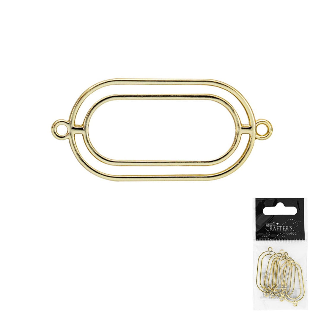 Oval Link for Jewelry, Light Gold Color, 35mm, 12 packs of 4 pieces each