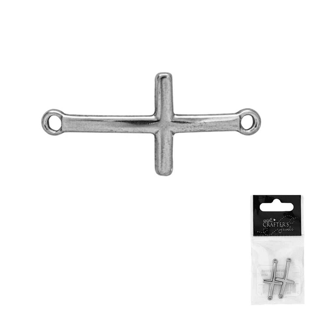 Stainless Steel Cross Links, 30 x 14 mm, Silver Color, 12 packs of 2 Pieces