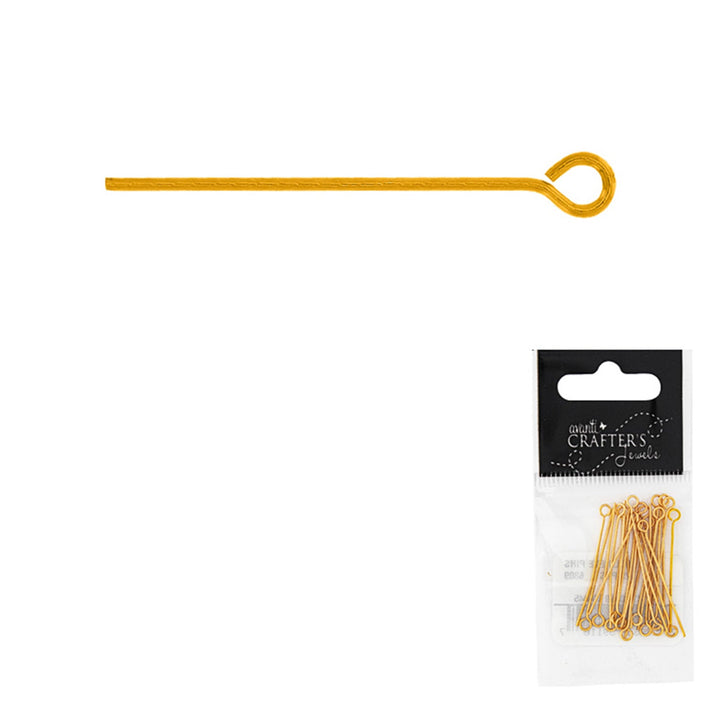 Stainless Steel Eye Pin, 30mm, Gold & Silver Colors, 12 packs of 25 pieces