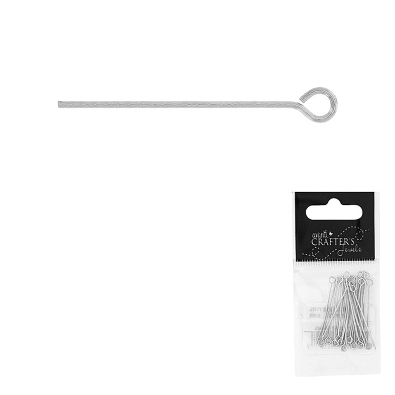 Stainless Steel Eye Pin, 30mm, Gold & Silver Colors, 12 packs of 25 pieces