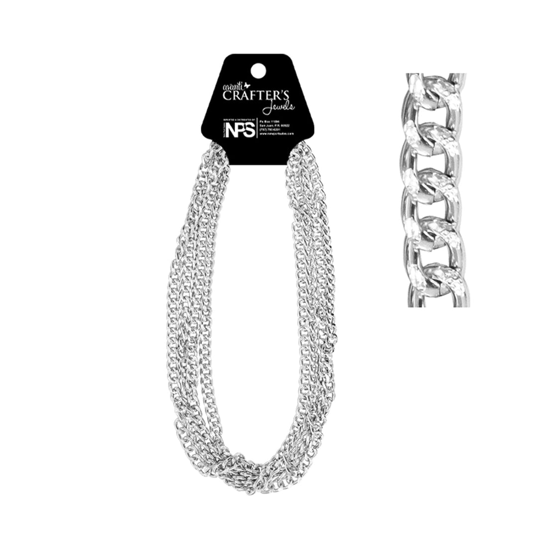 Aluminum Cub Chain, Silver Color, 1.5 Yards, 12 Pieces