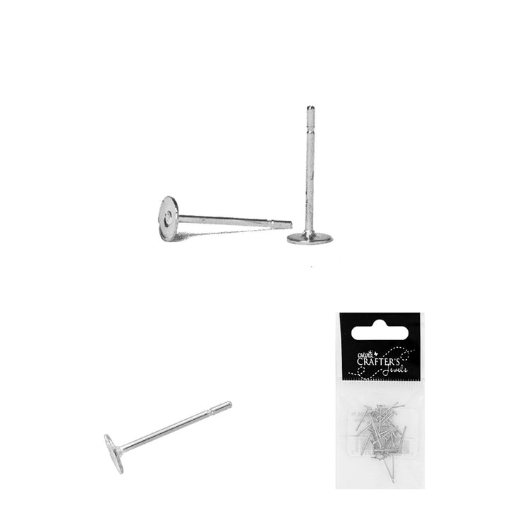 Stainless Steel Flat Earring Studs, Silver and Gold Color, 12mm, 12 Packs of 24 Pieces