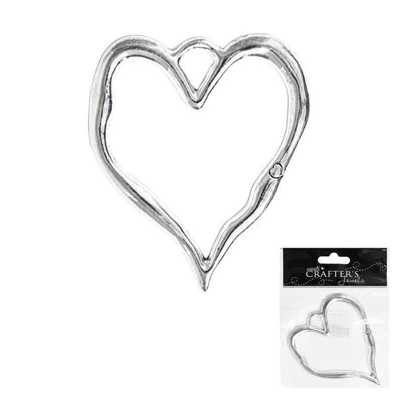 Big Heart Pendant, Silver Color, 76 x 67mm, 12 Pack of 1 Piece