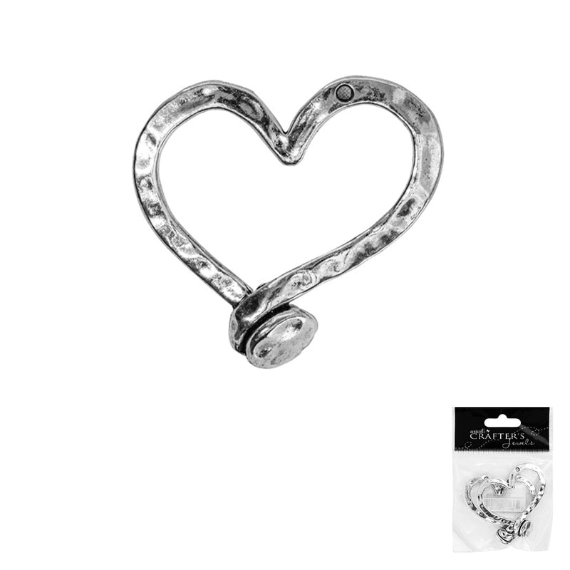 Heart Pendant, Silver Color, 47 x 50mm, 12 Pack of 1 Piece
