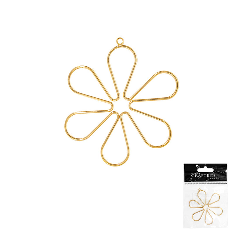 Brass Flower Pendant, Real 18K GP, Gold Color, 12 Pack of 1 Piece