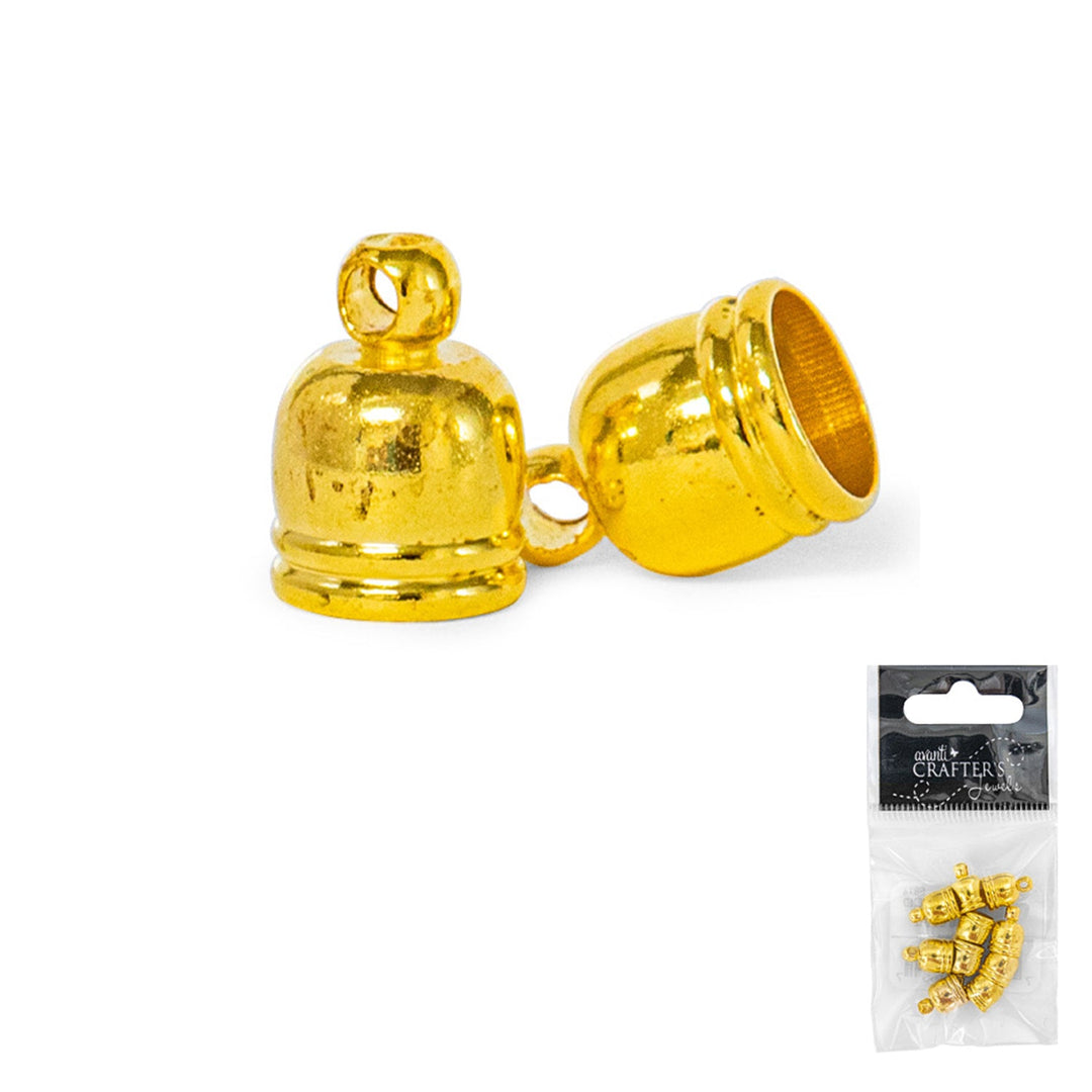 Brass Cord End, 6 mm, Light Gold Color, 10 pcs