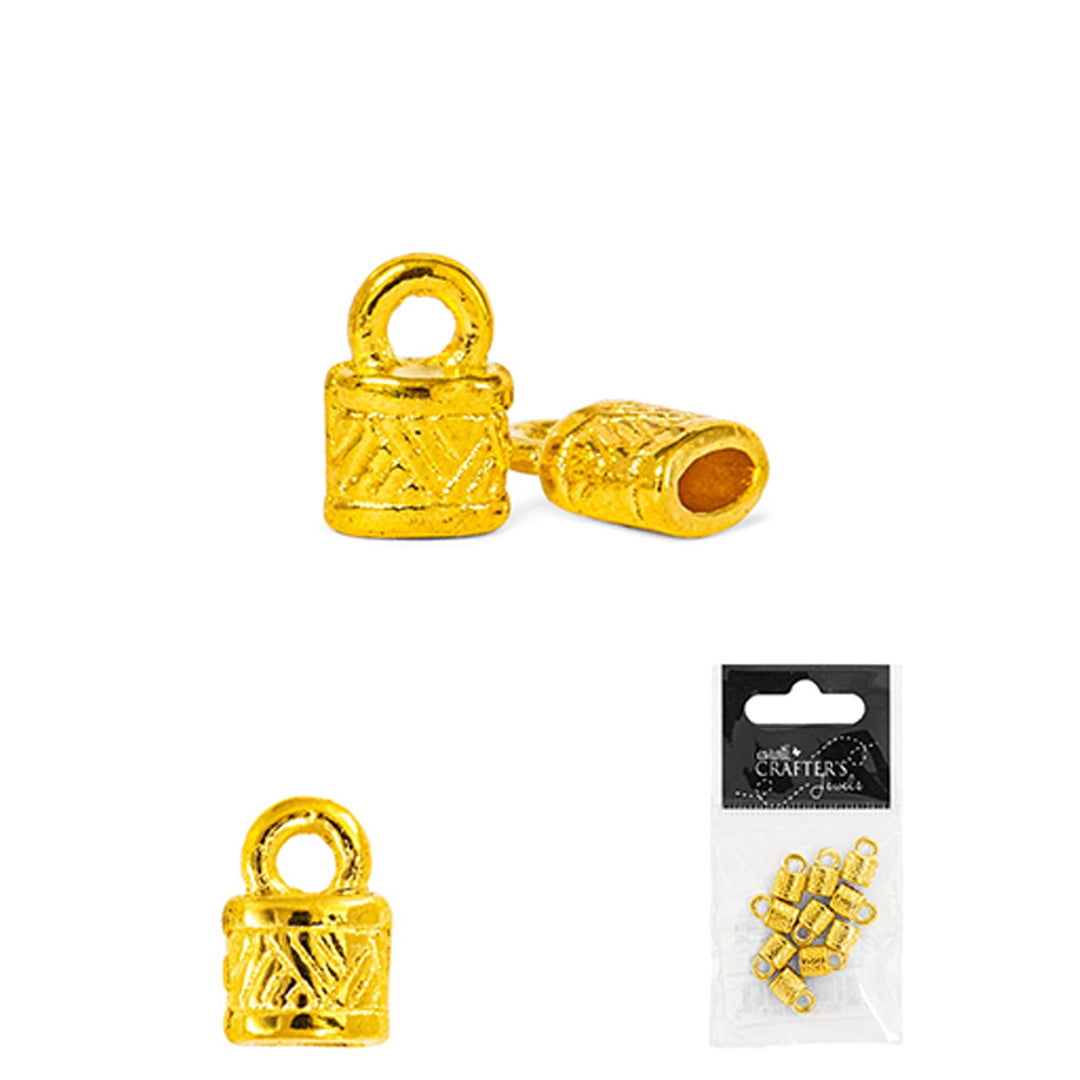 End Caps Cord End, 5 x 4.5 mm, Silver & Gold Colors, 12 Pieces, 12-Pack