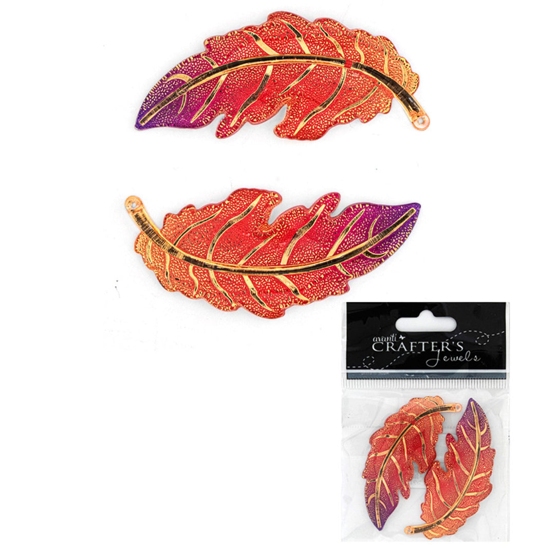 Big Feathers Pendants, Acrylic, Multicolor, 2 pcs