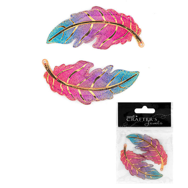 Big Feathers Pendants, Acrylic, Multicolor, 2 pcs
