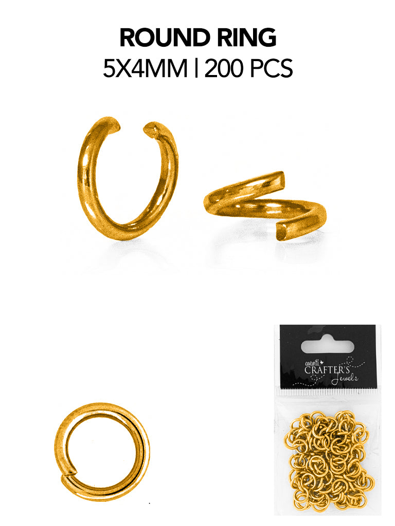 Gold Open Rings, 5mm, 200 Pieces
