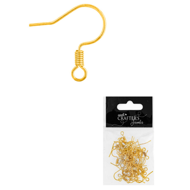 Earring Hooks, Gold & Silver Colors, 50 Pieces, 12-Pack