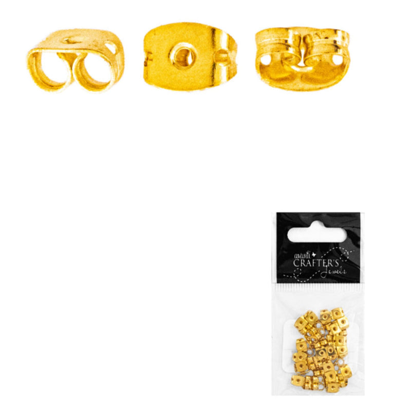 Brass Ear Nuts, Gold Color, 38 Pieces