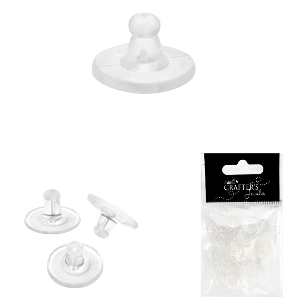 Plastic Ear Nuts, Clear, 24 Pieces, 12-Pack