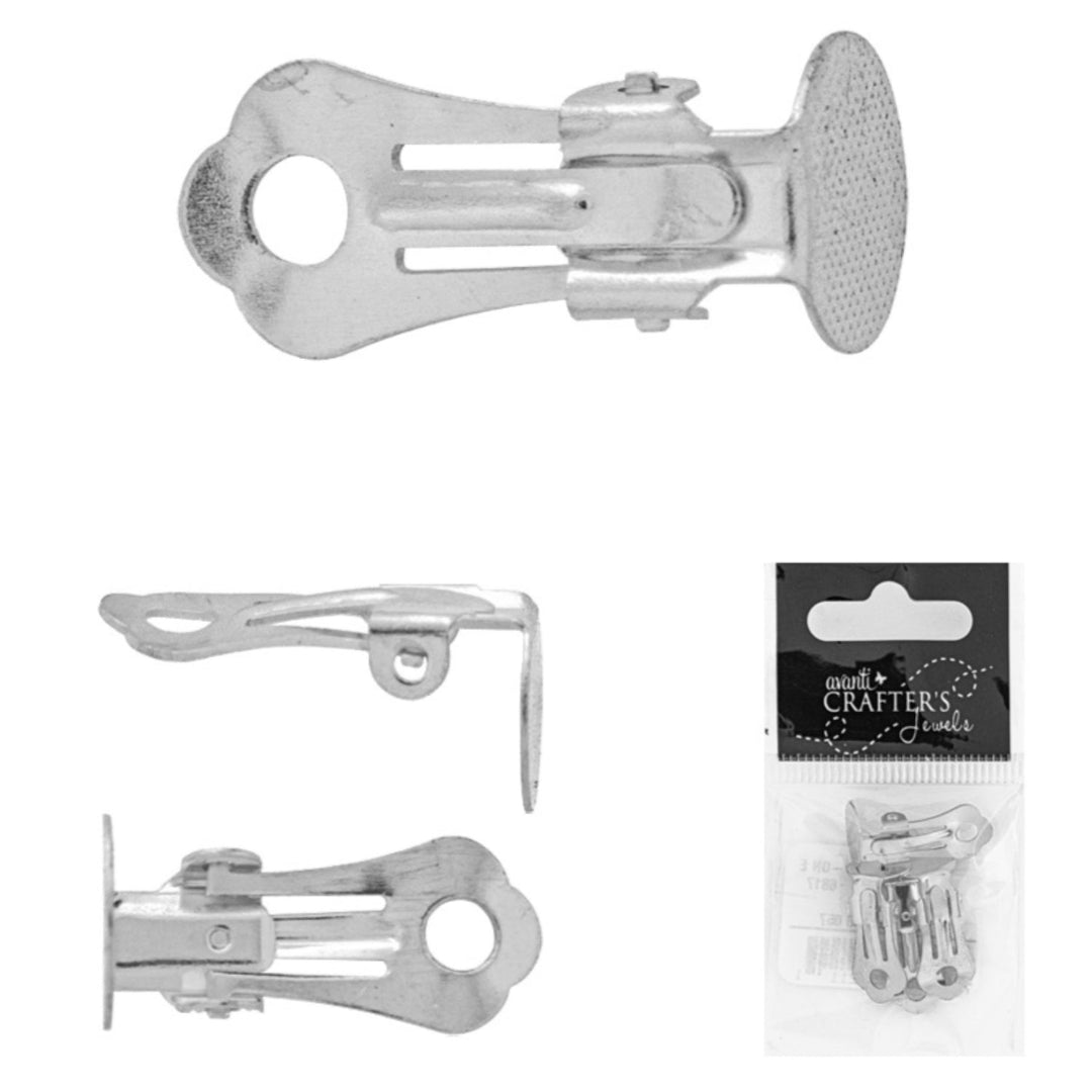 Brass Clip-On Earrings, Platinum Color, 12 Packs of 4 Pieces