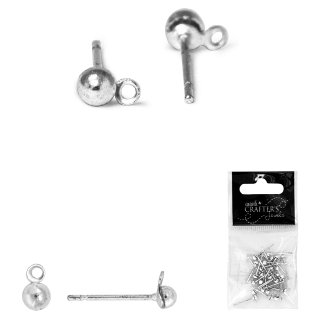 Brass Head Earring Pins, Silver & Golden Color, 24 Pieces, 12-Pack
