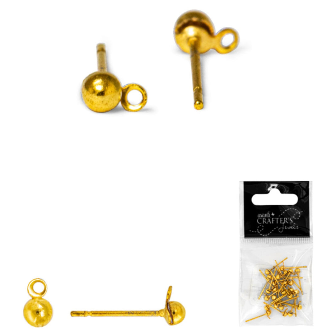 Brass Head Earring Pins, Silver & Golden Color, 24 Pieces, 12-Pack