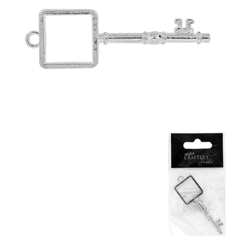 Key Pendant For Resin, Silver Color, 1 Piece, 12-Pack