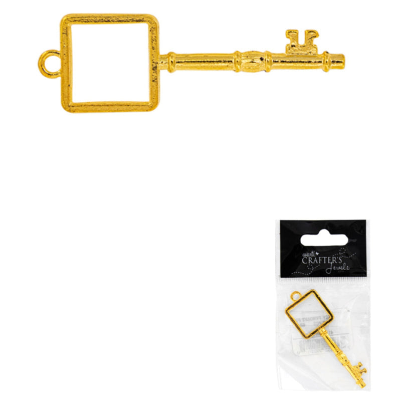 Key Pendant For Resin, Gold Color, 1 Piece, 12-Pack