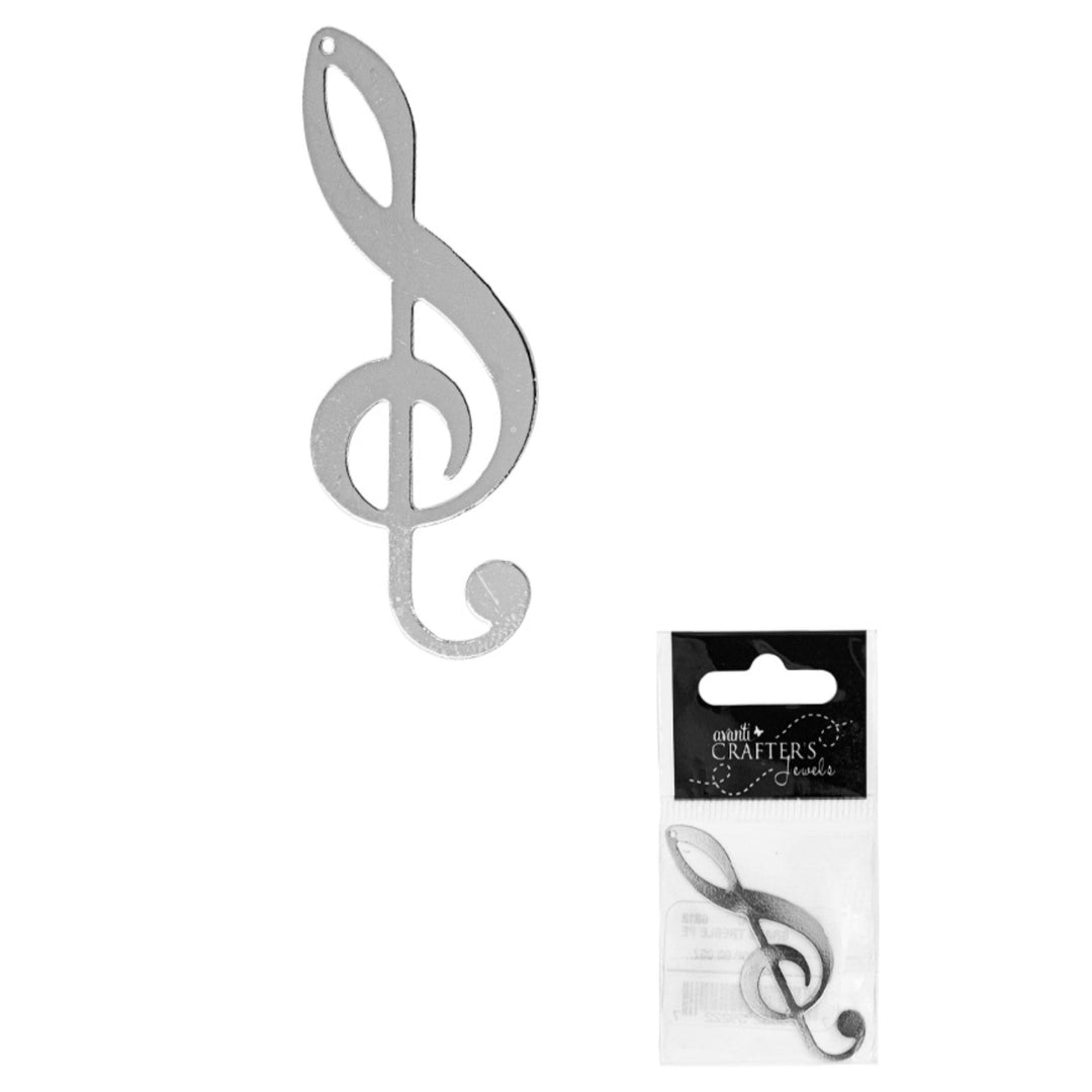 Brass Treble Pendant, Silver Color, 12 Packs of 4 Pieces
