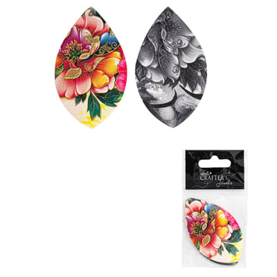 Leather Flower Pendants, Black & Mixed Color, 12 Packs of 1 Piece