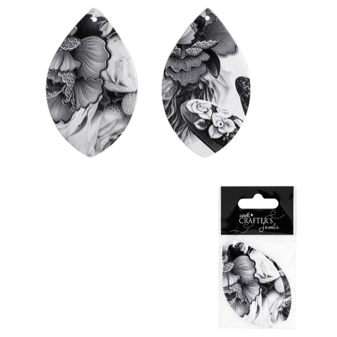 Leather Flower Pendants, Black & Mixed Color, 12 Packs of 1 Piece