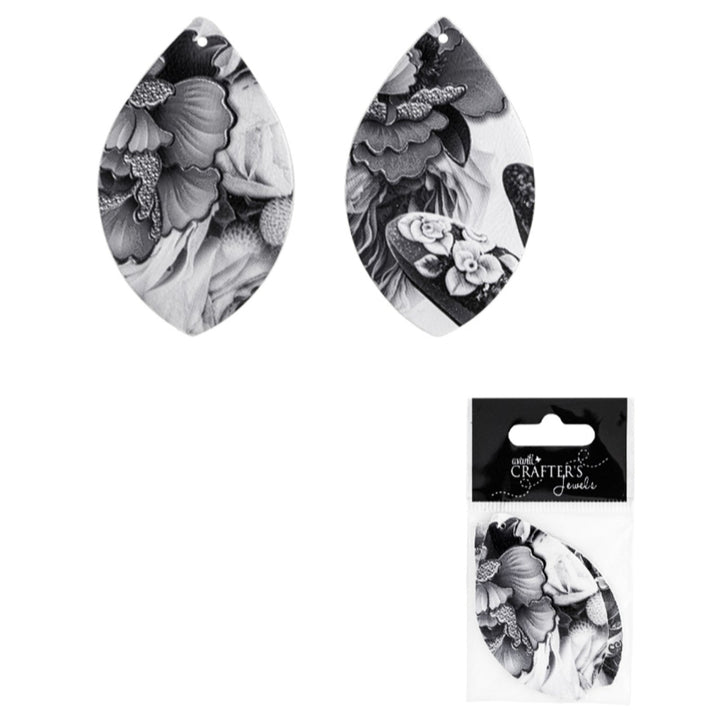 Leather Flower Pendants, Black & Mixed Color, 12 Packs of 1 Piece