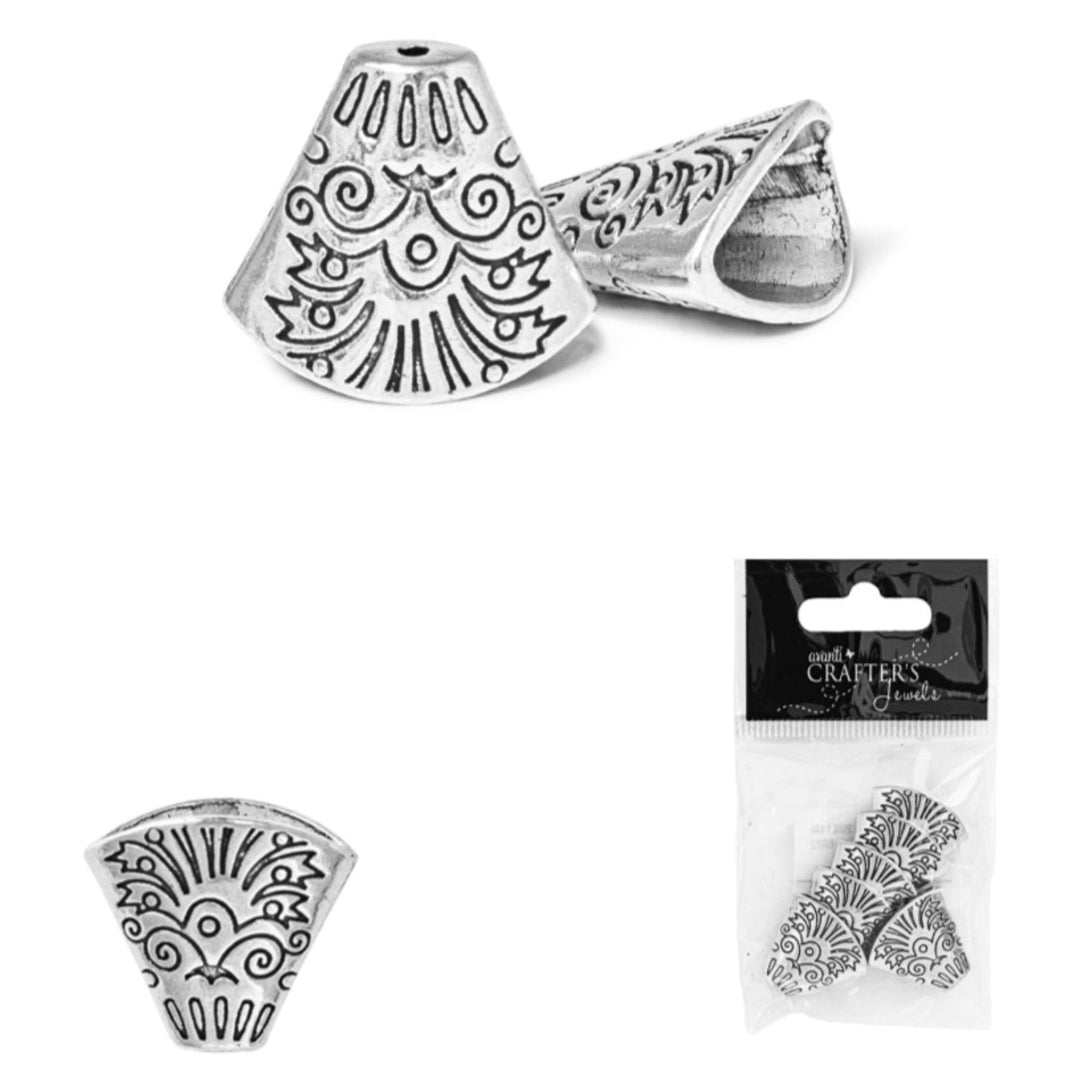 End Caps, Antique Silver Color, 9x18mm, 10 Pieces, 12-Pack