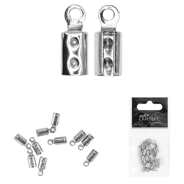 Brass End Crimp, Gold & Platinum Colors, 8x3mm, 36 Pieces, 12-Pack