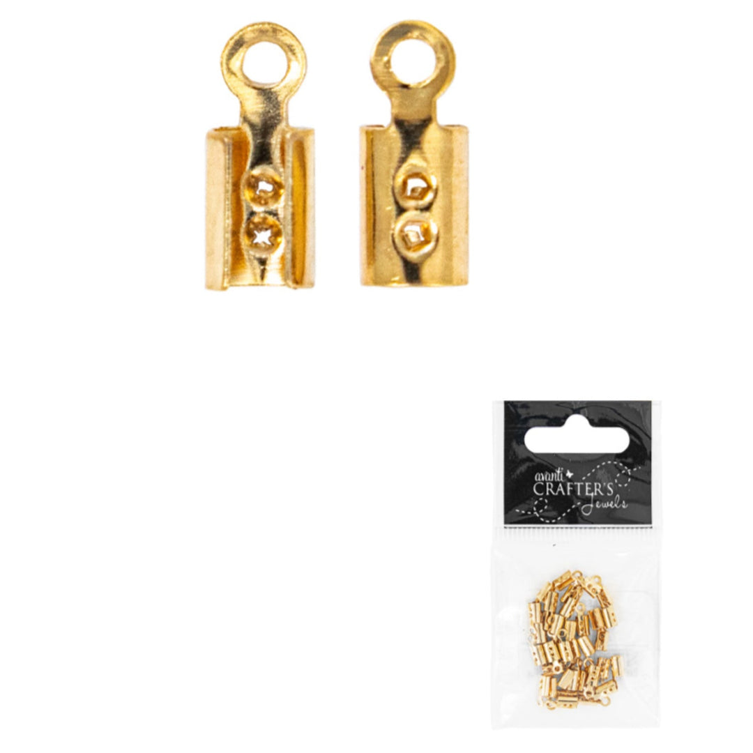 Brass End Crimp, Gold & Platinum Colors, 8x3mm, 36 Pieces