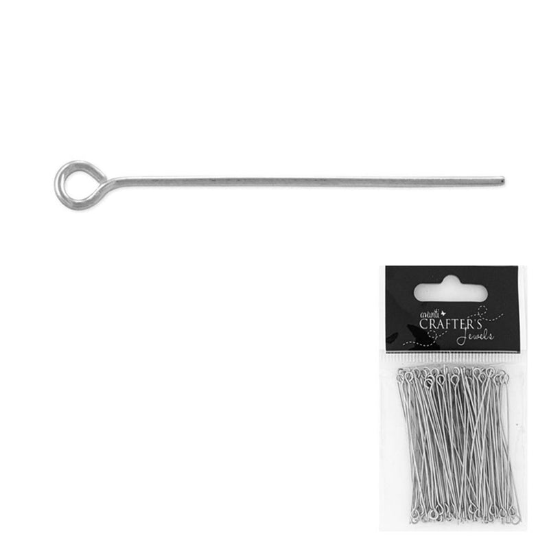 Eye Pins, Silver Color, 50 mm, 12 pack of 100 Pieces