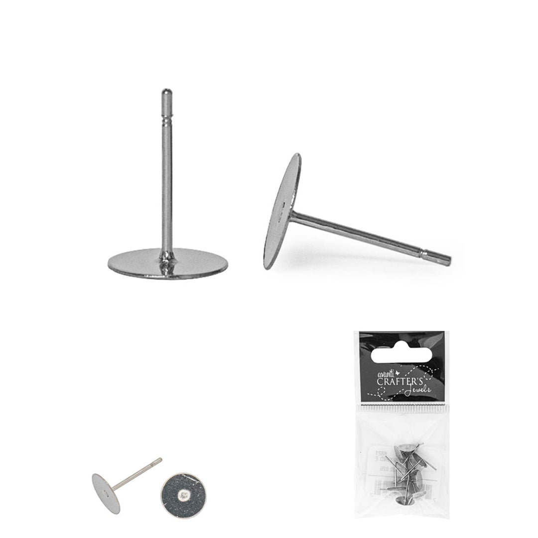 Stainless Steel Flat Round Earrings, 12 Pieces