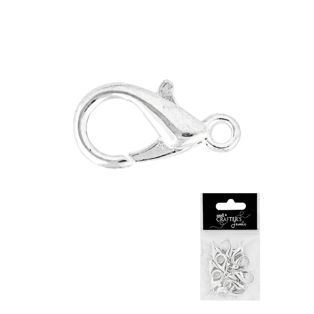 Lobster Clasp, Silver Color, 16 x 8mm, 12 Pieces