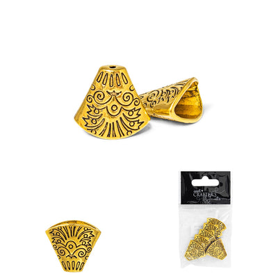Necklace End Caps, Pendant Closure, Golden & Antique Golden Colors, 6 pcs