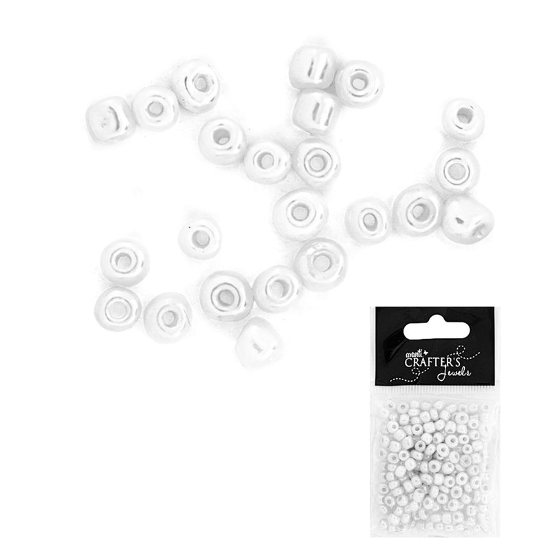 Glass Seed Beads, White Color, 4mm, 22g