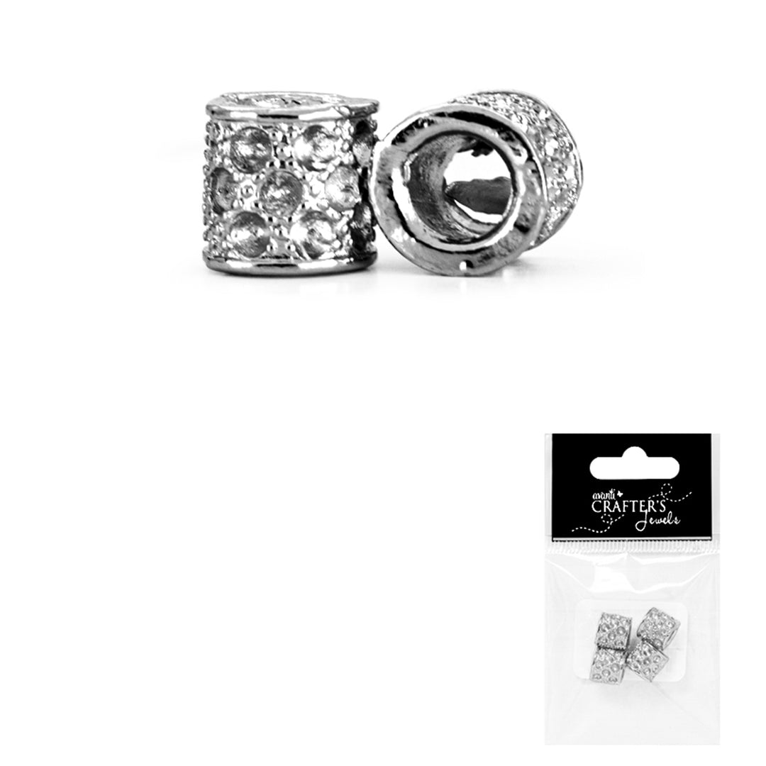 Metal Beads, Round Spacers, Silver Color, 4 Pieces, 12-Pack