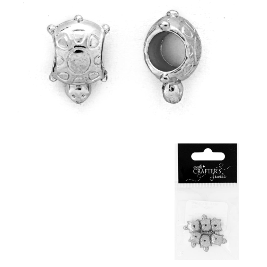 Metal Beads, Nickel Color, 6 Pieces